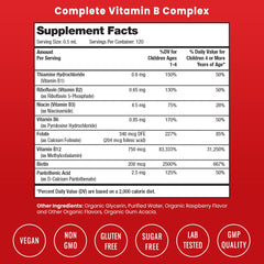 NutraChamps Kids B Complex dropper releasing berry-flavored liquid for easy dosing