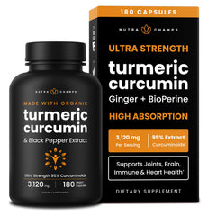 NutraChamps Turmeric Curcumin bottle highlighting joint comfort potential