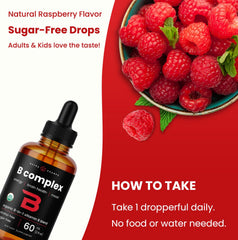 NutraChamps B Complex Drops bottle with berry flavor label