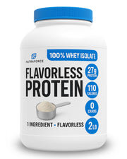 NutraForce Flavorless Protein Powder tub showing clean protein for versatile use