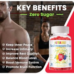 NUTRAGOGO Ashwagandha Gummies vegan-label close-up, plant-based choice.