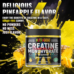 NUTRAGOGO Creatine Gummies vegan badge indicates gelatin-free plant-based formula