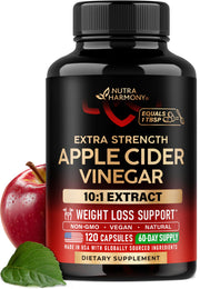 NutraHarmony Apple Cider Vinegar capsules bottle provides convenient daily wellness support.