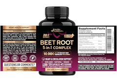 NutraHarmony Beet Root 5-in-1 capsules close-up showing antioxidant support.