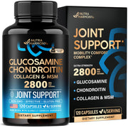 NUTRAHARMONY glucosamine chondroitin MSM collagen bottle for daily joint support.