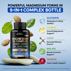 NutraHarmony magnesium 5-in-1 complex bottle with supplement scoop for easy dosing