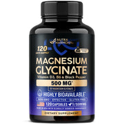 NUTRAHARMONY Magnesium Glycinate 500 mg bottle front view—high absorption.