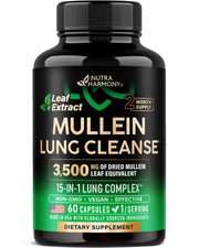 NutraHarmony Mullein Leaf Extract bottle front view for lung support.