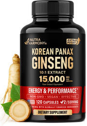 NUTRAHARMONY Panax Ginseng bottle front shows premium potency for daily energy
