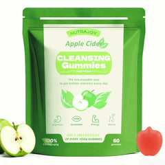 NutraJoy Apple Cider Vinegar Gummies bottle on kitchen counter for daily energy support