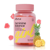 NUTRAJOY Balance bottle pours gummies, convenient daily feminine wellness support.