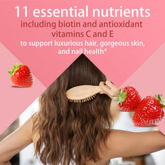 NutraJOY Hair Skin Nails Gummies bottle on desk with label visible