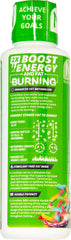 Measuring scoop beside bottle for precise pre- or post-workout servings.
