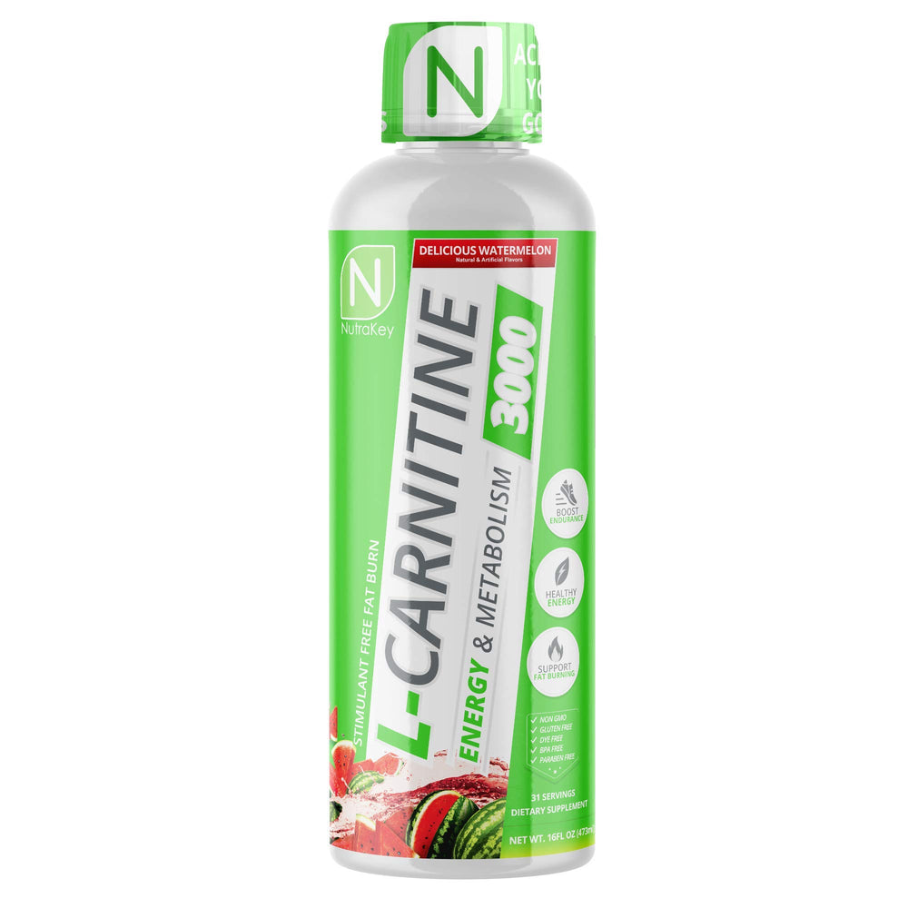 NutraKey L-Carnitine 3000 Watermelon bottle pour for clean energy support