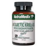 NutraMedix Antarctic Krill Oil 500mg bottle highlights premium omega-3 support.