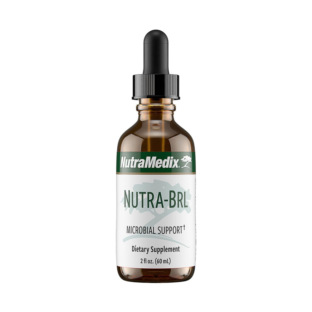 NutraMedix Nutra BRL bottle front showing herbal blend for daily immune and gut support.
