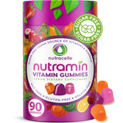 Nutracelle Nutramin daily vegan gummies bottle front highlighting immunity support and plant-based formula