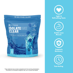 NutraOne Clear Whey pouring action illustrating fast-digesting protein