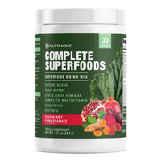 NutraOne Complete Greens Reds Blend jar shows powder for daily vitality