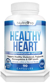 NutraPro Healthy Heart bottle front highlighting the heart health formula for daily support.
