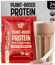 NutraPulse chocolate peanut butter protein powder pack offers 36g vegan protein per serving.
