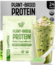 NutraPulse Matcha vegan protein sample pack front view for on-the-go energy