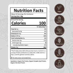 NutraPulse Organic Vegan Protein Powder packaging label highlighting gluten-free and non-GMO