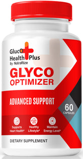 NutraRize Gluco Health Plus bottle label highlighting premium glyco optimizer for daily balance.