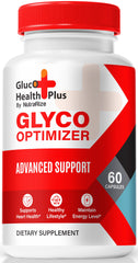 NutraRize Gluco Health Plus bottle label highlighting premium glyco optimizer for daily balance.