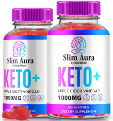 NutraRize Slim Aura Keto ACV Gummies bottle showcasing keto-friendly formula.