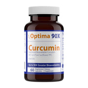 Nutrasal Optima 90X Curcumin bottle label highlighting advanced formulation for superior absorption.