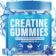 Nutravia Creatine Gummies blue raspberry bottle for easy daily supplementation