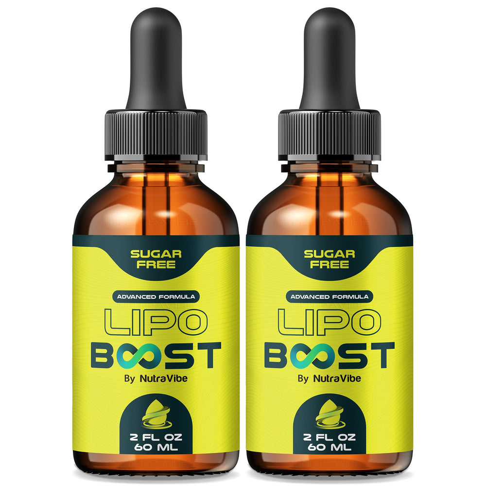 NutraVibe Lipo Boost bottle with dropper delivering quick daily energy support.
