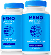 NutraVibe Memo Defender bottle front view showcasing the product for daily focus support.
