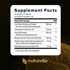 Close-up of CogniSurge capsules highlighting caffeine-free brain nutrition.