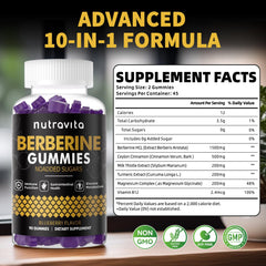 Nutravita Berberine Gummies being poured for convenient daily use.
