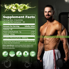 Nutravita Creatine Gummy serving shows 4 gummies per serving.
