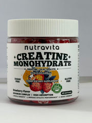 NUTRAVITA Creatine Monohydrate Chews strawberry gummies for on-the-go energy.