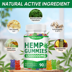Nutravita Naturals Fruit Hemp Gummies bites closeup featuring cute shapes.
