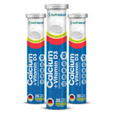 Nutrazul Calcium and Vitamin D3 effervescent tablet in lemon-lime bottle supports easy daily use.