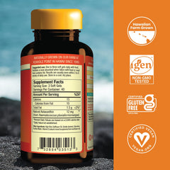 Nutrex Hawaii BioAstin bottle side view with product details.