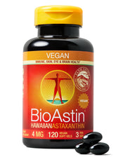 Nutrex Hawaii BioAstin bottle front, premium antioxidant support for daily wellness.