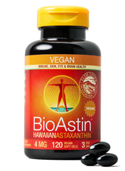 Nutrex Hawaii BioAstin bottle front, premium antioxidant support for daily wellness.