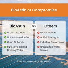 Nutrex Hawaii BioAstin label closeup shows vegan carotenoid formulation