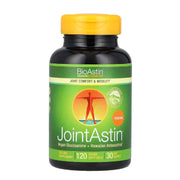 Nutrex Hawaii JointAstin bottle on table showing 12 mg BioAstin for joint support
