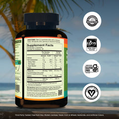 Nutrex Hawaii Spirulina Gummies ingredients panel highlights plant-based protein.