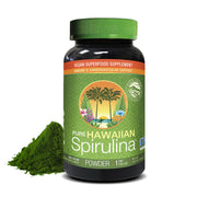 Nutrex Hawaii Pure Hawaiian Spirulina powder with scoop for a protein boost.