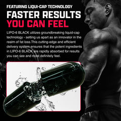 Nutrex Lipo-6 Black Max capsules close-up showing compact dose