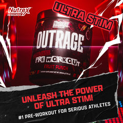 Nutrex Outrage Ultra scoop demonstrates dosing for high performance sessions