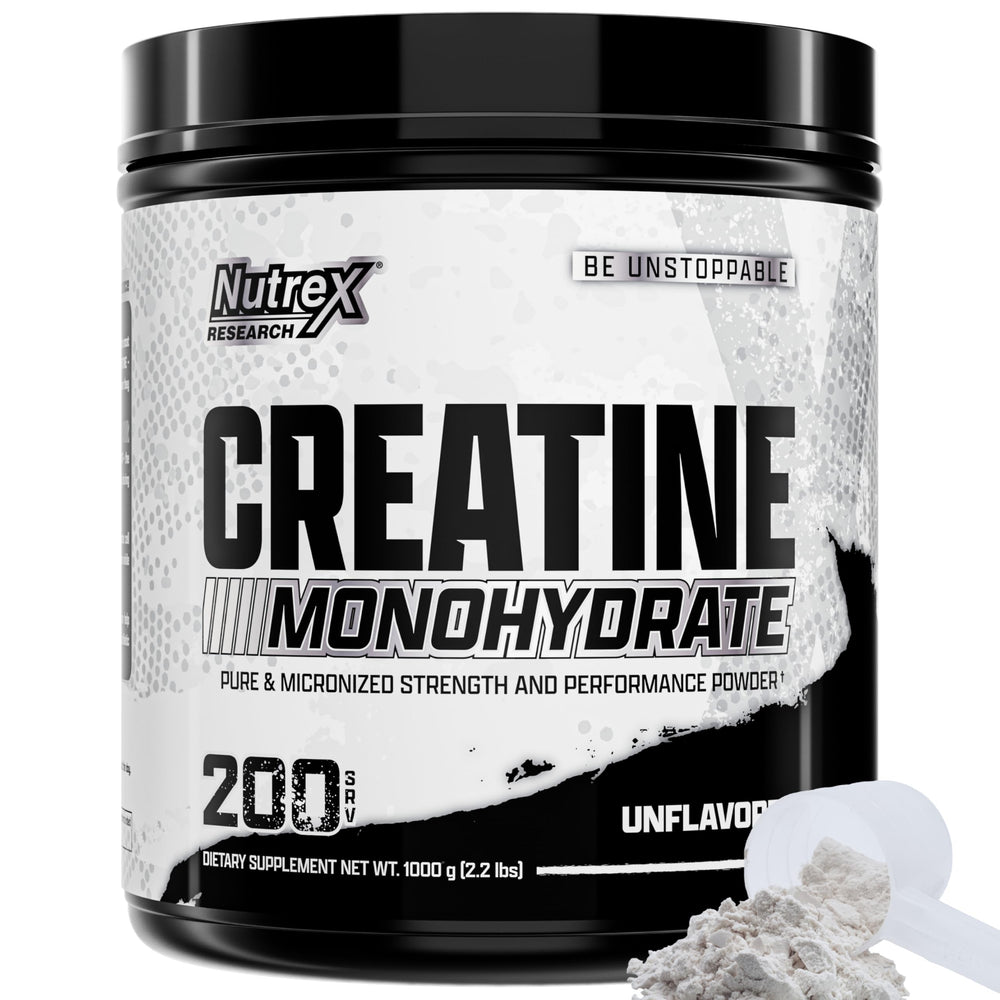 Nutrex Research Creatine Monohydrate bottle pour shows easy daily use.